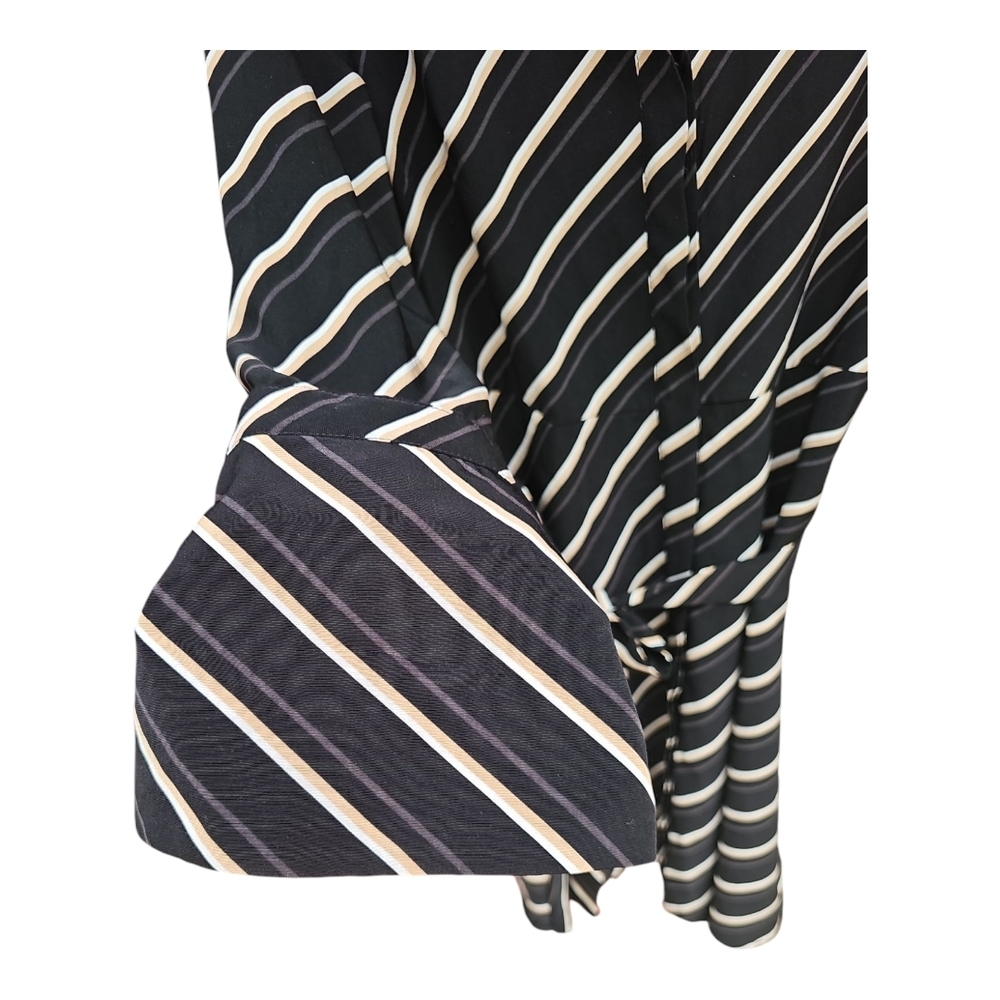 Banana Republic Striped Black with White Gold Stripes Belted Collar Dress Size 6 - Picture 8 of 12